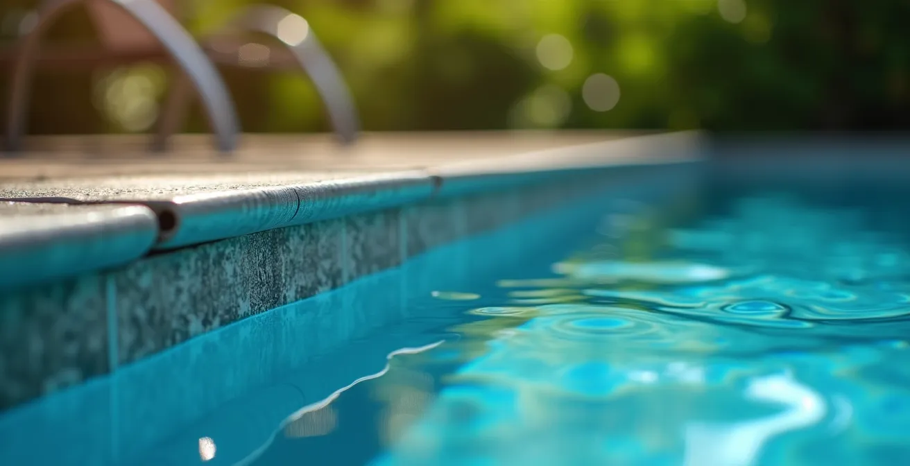 Gros plan sur la structure en acier galvanisé d'une piscine montrant la qualité des finitions